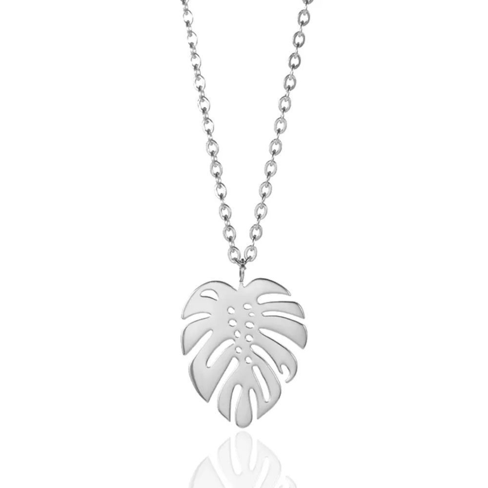Monstera leaf charm necklace